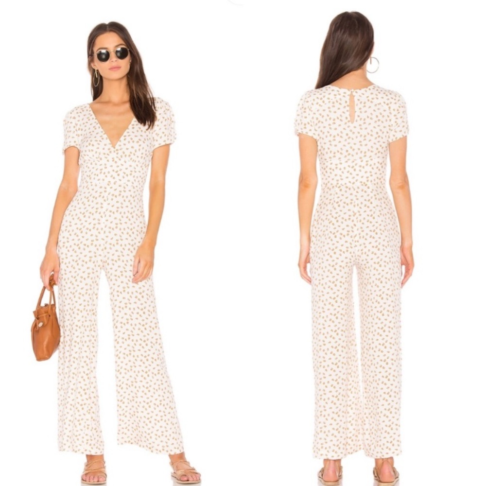 Free People Ivory Jumpsuit with Peaches (Size 12)
